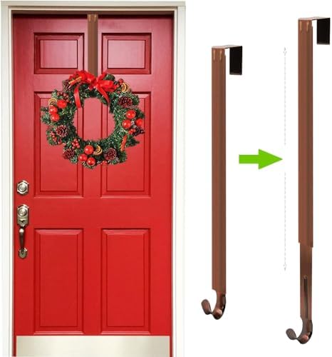 Adjustable Wreath Hanger for Front Door Brushed Bronze