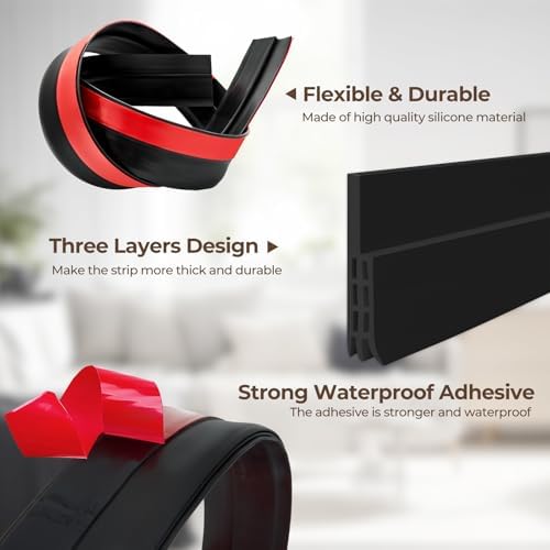 Ohuhu Door Draft Stopper 2 Pack 39 Inch Black silicone Seal