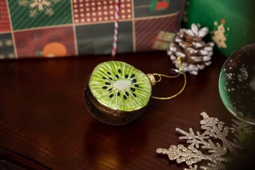 2pcs Glass Kiwi Fruit Christmas Tree Ornaments