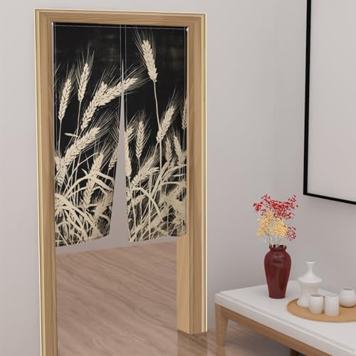 Japanese Style Doorway Curtain Privacy Divider Noren Panel 34x60 Wheat