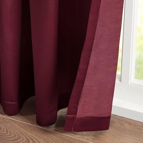 Elegant Burgundy Pleat Curtain Panel with Tieback