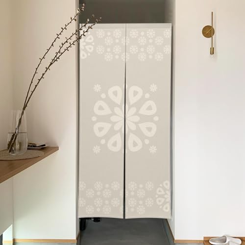 Noren Japanese Style Door Curtain Panel 34x60 Inch Flowers Beige