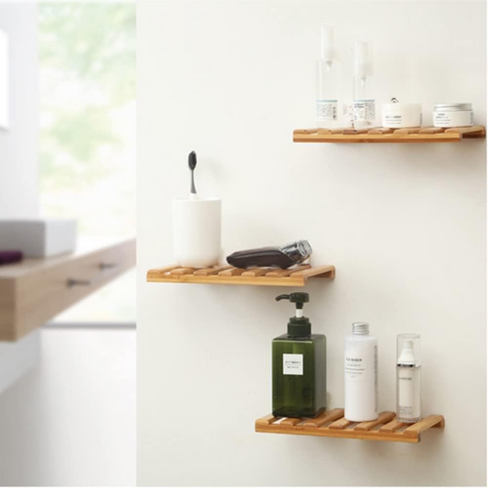 3Pcs Solid Bamboo Floating Shelves for Home Decor
