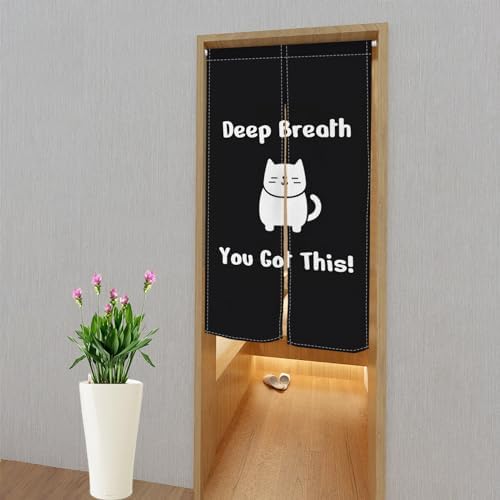 Leowefowa Black Noren Door Curtain Japanese Style Decor