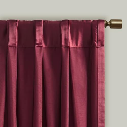Elegant Burgundy Pleat Curtain Panel with Tieback