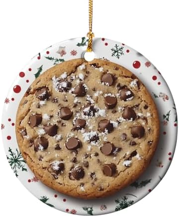 Chocolate Chip Cookie Design Ceramic Ornament for Christmas Tree