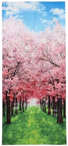 Noren Japanese Style Door Curtain with Cherry Blossoms Print