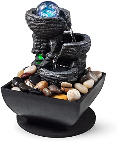 AMOOTEK Tabletop Fountain with LED Lights and Bubble Balls