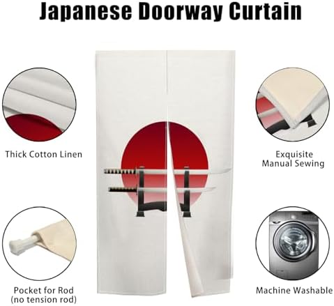 Japanese Style Traditional Noren Door Curtain Red Sun Pattern