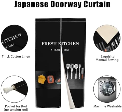 Japanese Noren Doorway Curtain 34x60 Inch