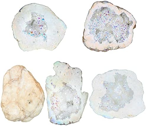 Rockcloud White AB Crystal Geode for Home Office Decoration