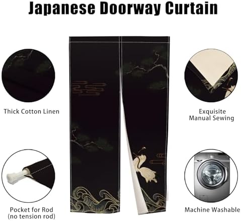 Traditional Japanese Noren Door Curtain Red-Crowned Crane 335x472 Inch