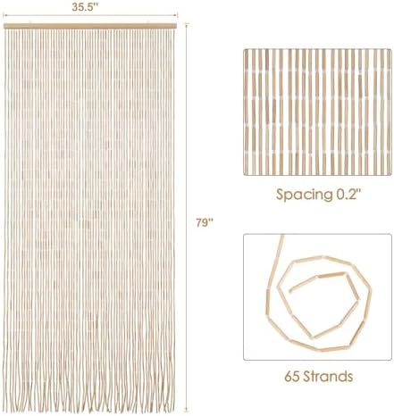 BECHAEO Bamboo Beaded Curtain for Doorway 355 x 75 Inches