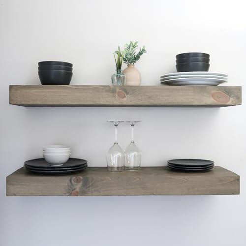 Modern Floating Shelves 3 Inches Thick Set of 2