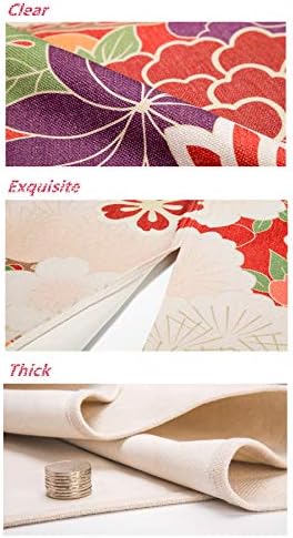 Cotton Linen Japanese Noren Door Curtain with Hokusai Temple Design