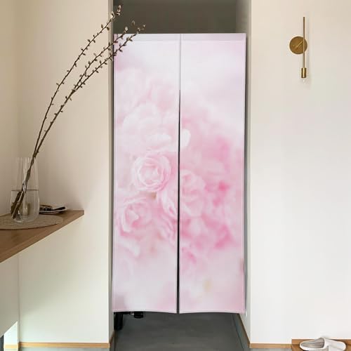 Japanese Style Noren Door Curtain Pink Bloomy Flowers 34x60