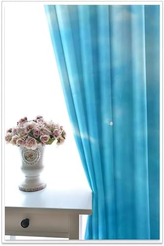 Homxi Blackout 2 Panel Set for Balcony Sea Blue Grommet Curtains
