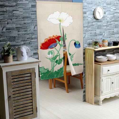 Japanese Style Door Curtain with Floral Pattern 34x60