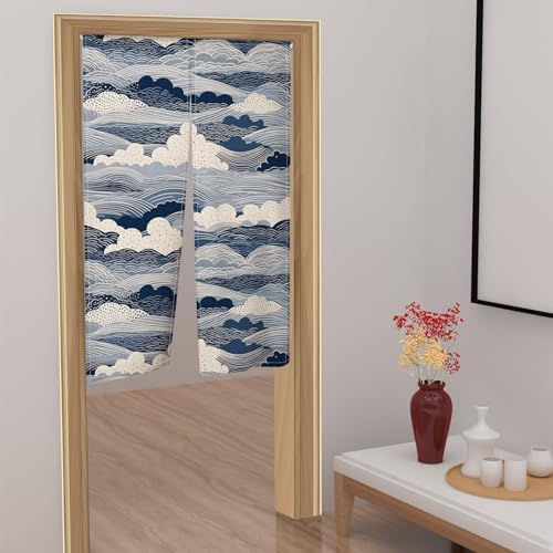 Leowefowa Japanese Noren Curtain Great Wave Design