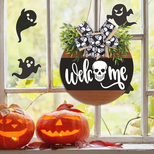 Wenmaqin Halloween Wreath Door Decor Sign