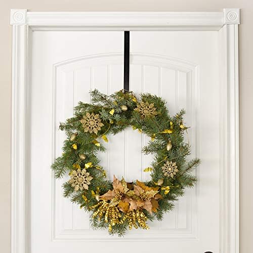 RND Thin Metal Over Door Wreath Hanger Hook - Black 15 Inch