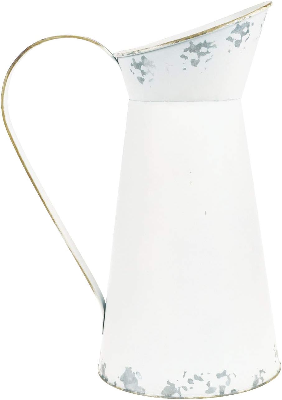 Rustic Metal Flower Vase with Shabby Chic Design