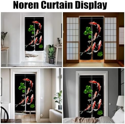 Japanese Noren Door Curtain with Golden Koi Pattern