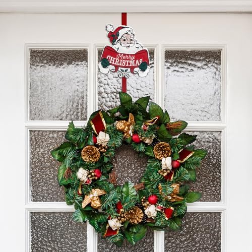 All Chic Christmas Wreath Hanger for Front Door with Santa Hook