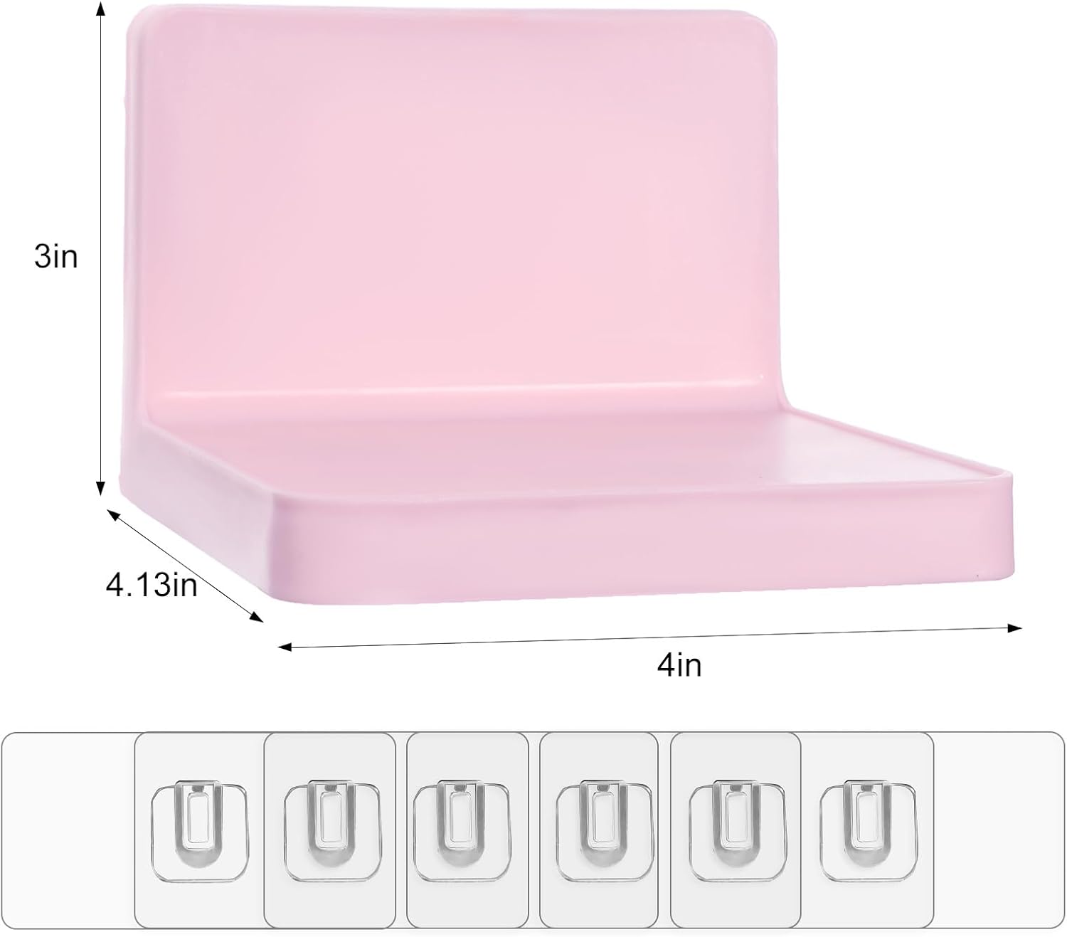 Set of 6 Small Floating Wall Shelves in Pink