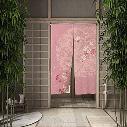 Leowefowa Pink Blossom Door Curtain with Privacy