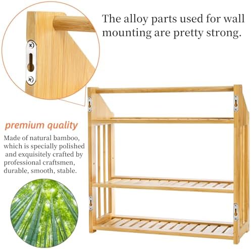 Goaste Bamboo Wall Mounted 3 Tier Shelf Organizer