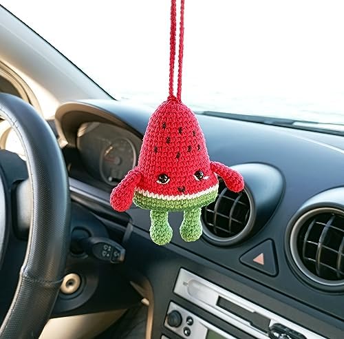 Watermelon Crochet Mirror Holder Cute Car Accessories Decor