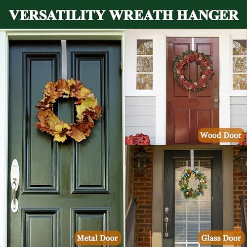 ZMCINER Adjustable Wreath Hanger for Front Door Silver