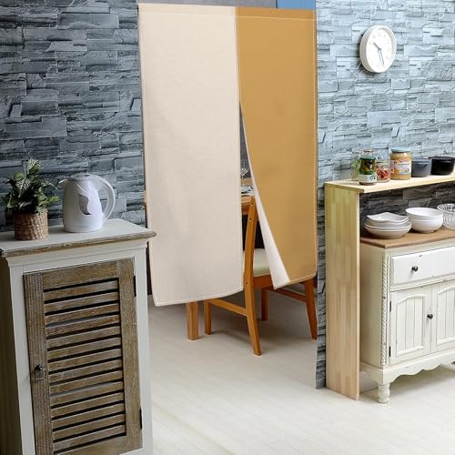 Leowefowa Japanese Noren Door Curtain - Solid Yellow White 335x472 Inches