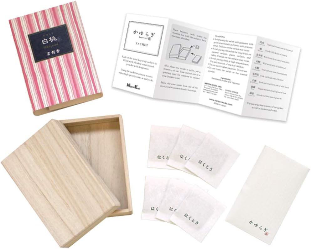 KAYURAGI Sachet - Sandalwood 6 Mini Scented Sachets in Wooden Box