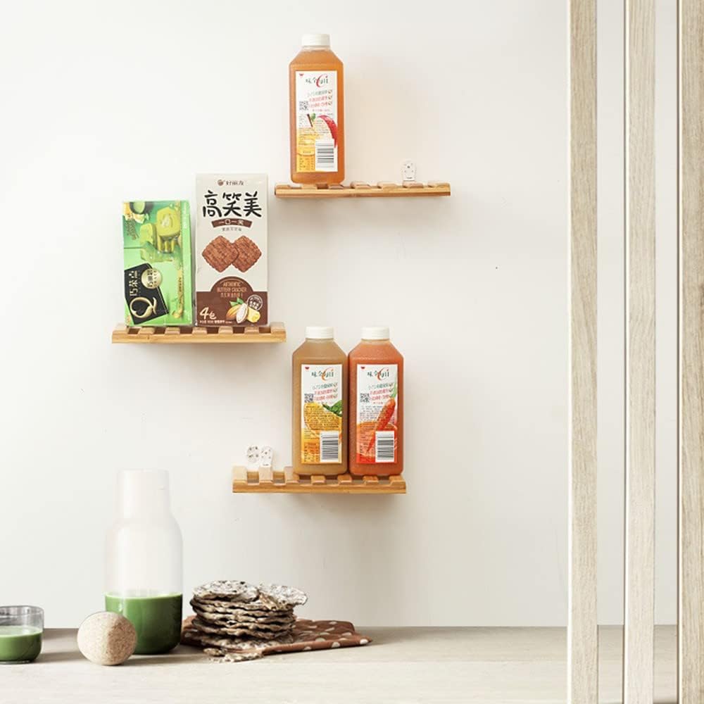 3Pcs Solid Bamboo Floating Shelves for Home Decor