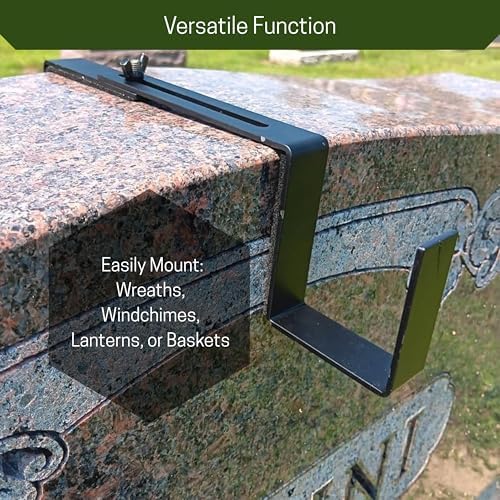 Carson Adjustable Headstone Wreath Holder - Black Metal