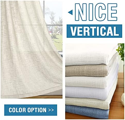 HVERSAILTEX Natural Linen Blended Curtains Burlap Textured Ivory 52 x 108