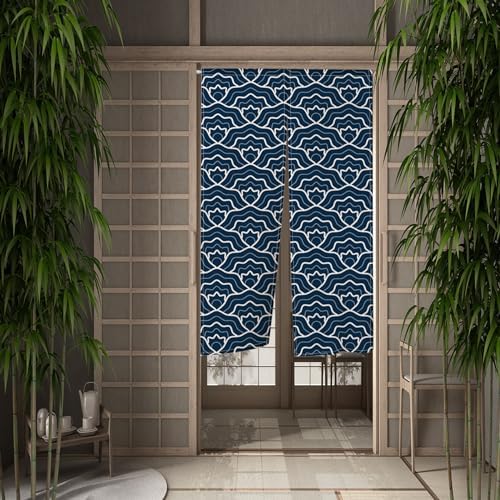 Traditional Japanese Noren Door Curtain Royal Blue 34x60