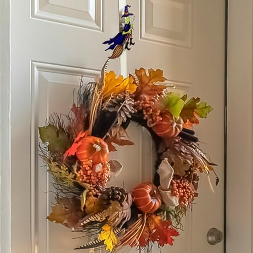 2 Pack Fall Wreath Door Hanger with Pumpkin Witch