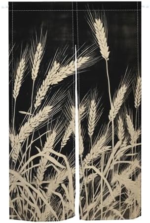 Japanese Style Doorway Curtain Privacy Divider Noren Panel 34x60 Wheat