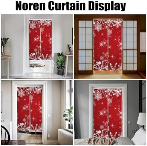 Christmas Red Noren Door Curtain with Snowflake Design