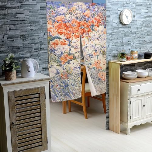 Japanese Noren Door Curtain Abstract Floral Style Panel