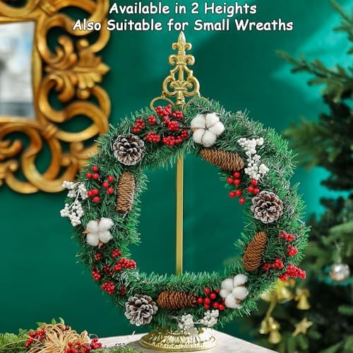 Adjustable Metal Wreath Stand with Wrought Iron Base