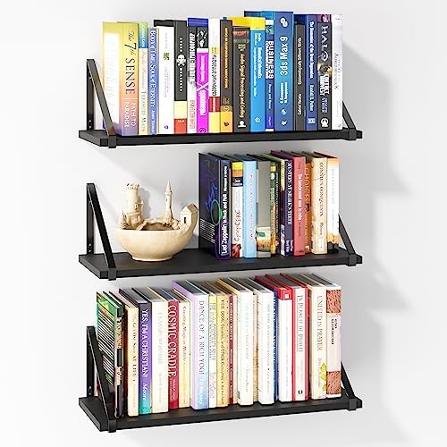 BAMEOS Floating Shelves Rustic Wood Set of 3