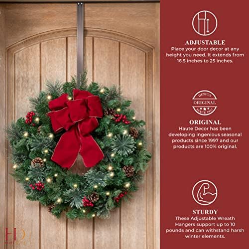 Haute Decor Adjustable Wreath Hanger 2-Pack Brushed Nickel