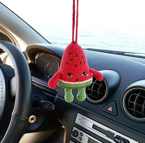 Watermelon Crochet Mirror Holder Cute Car Accessories Decor