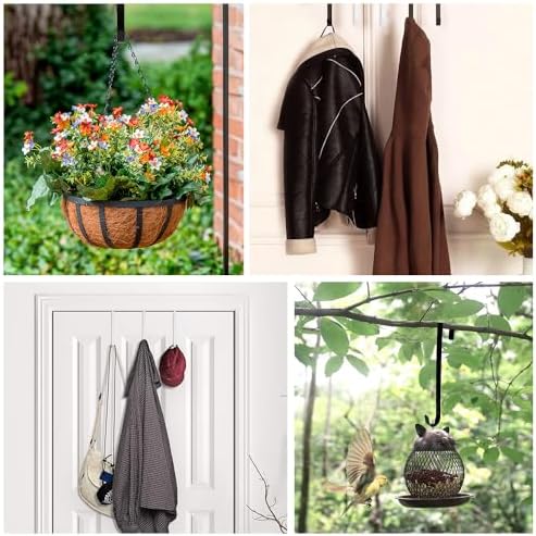 2 Pcs Black Wreath Hanger for Front Door Metal Hook