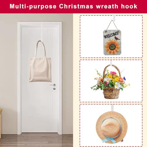 2 Pack Powder White Wreath Hangers for Front Door Windows