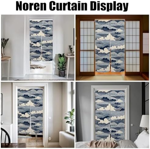 Japanese Noren Door Curtain Wave Pattern Decor 34x60